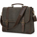 Braune Canvas Laptoptasche mit Schulterriemen