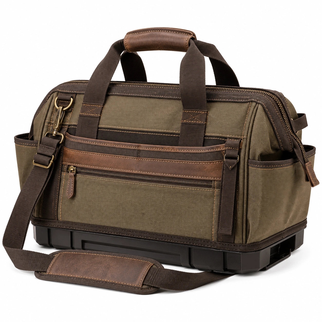 Robuste Werkzeugtasche mit Schultergurt, Grün/Braun