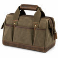 Werkzeugtasche mit Lederdetails in Oliv