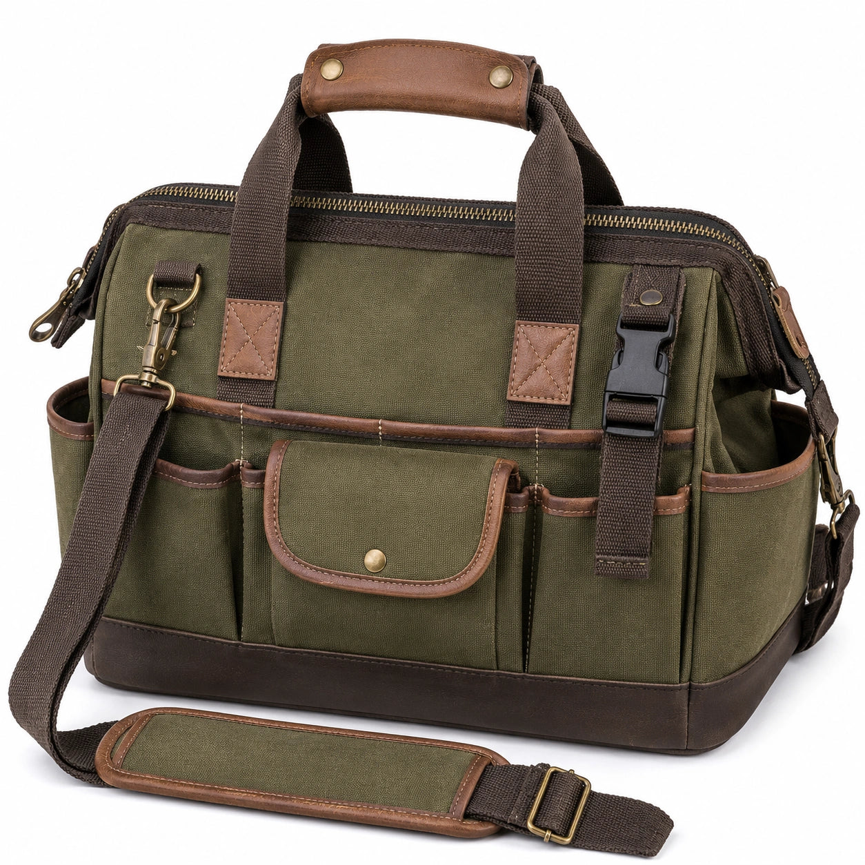 Werkzeugtasche Olivgrün mit Schulterriemen