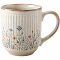 Handgemalte Keramiktasse mit Blumendesign 400ml Beige