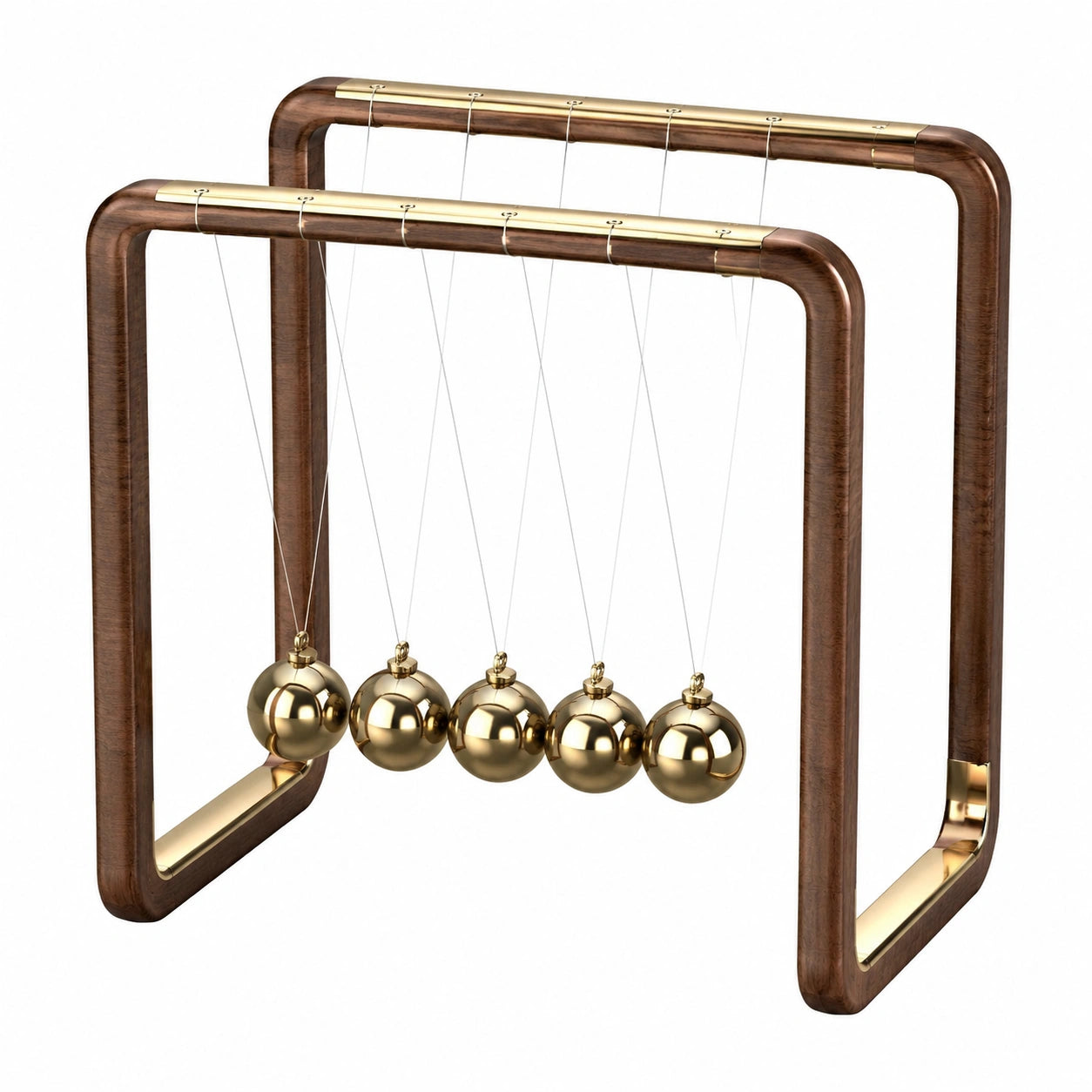 Newtonsches Pendel Schreibtischspielzeug Braun Gold, 18x12x16cm