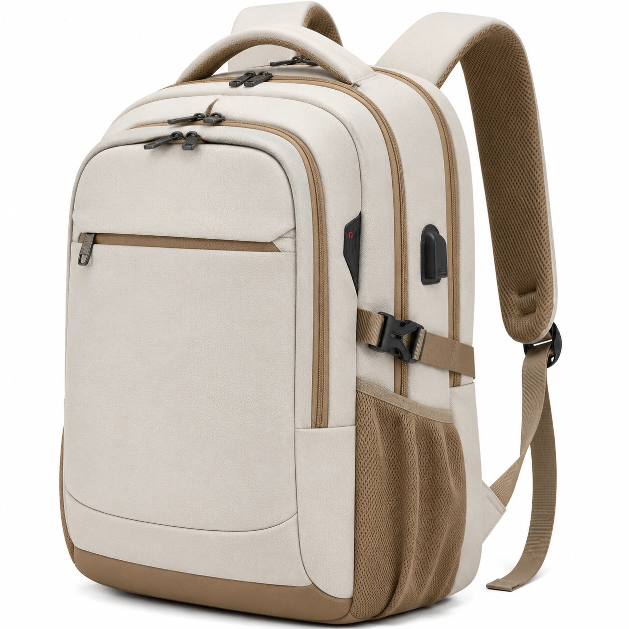 Vielseitiger Laptop-Rucksack Beigebraun 35L