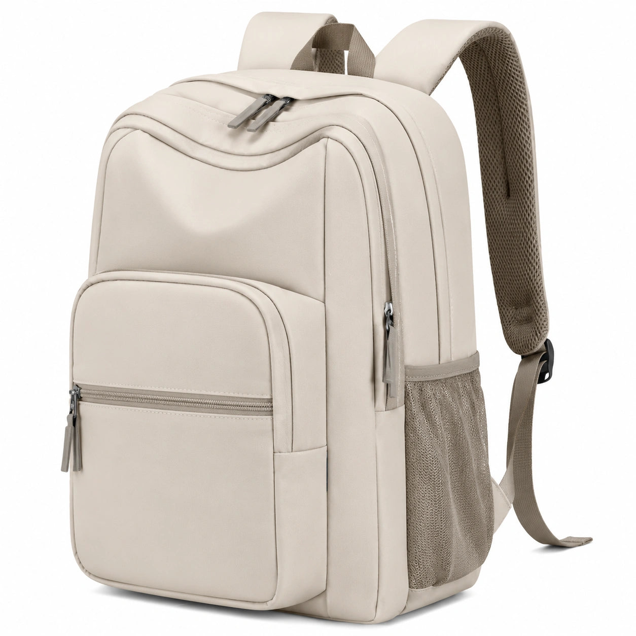 Beiger Rucksack mit 15-Zoll Laptopfach und Ergonomischen Schultergurten