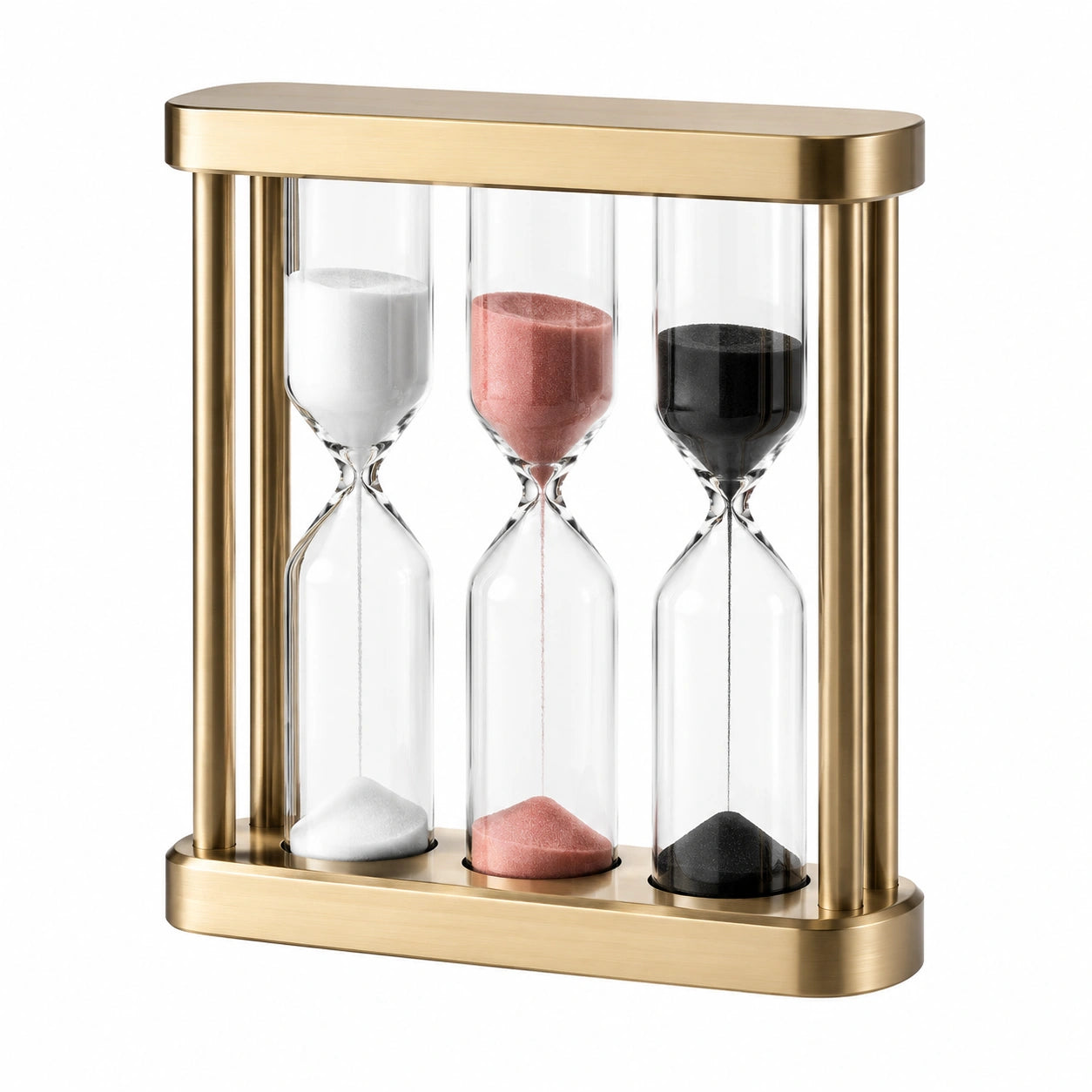 Dekorative Sanduhr mit drei Farben im Goldrahmen