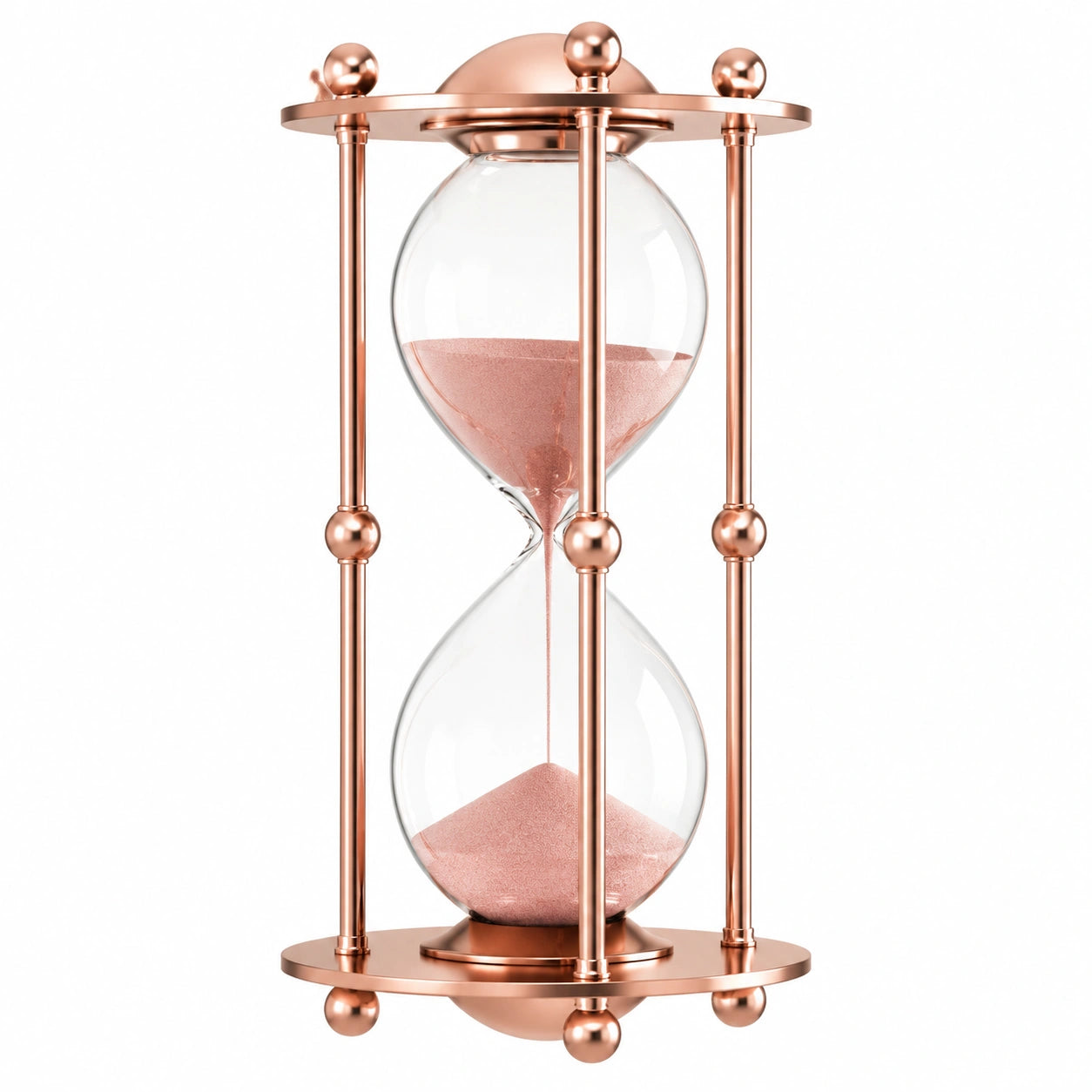 Moderne Sanduhr Roségold mit Rosa Sand für 30 Minuten