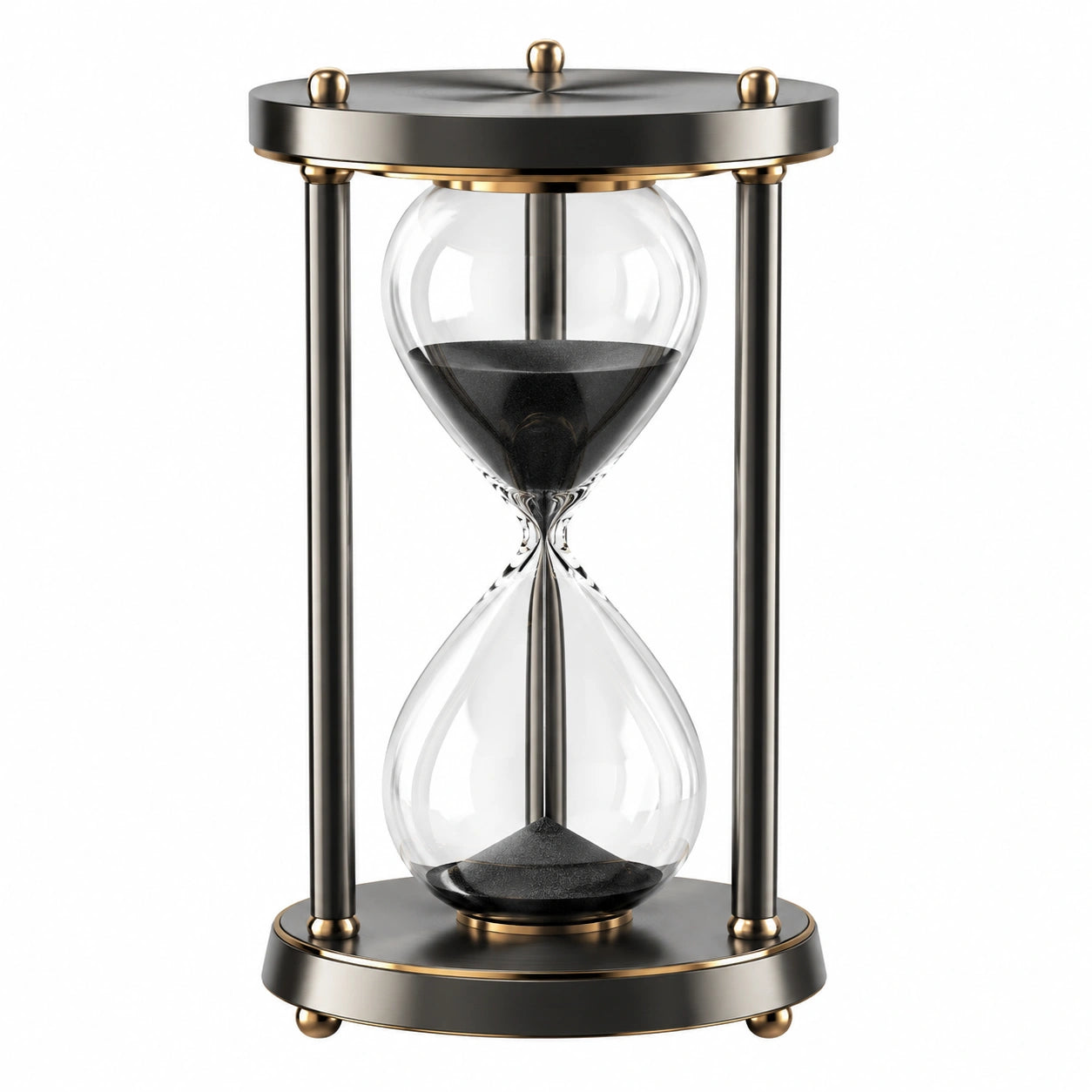Schwarz-Goldene Sanduhr mit Metallrahmen, 60 Minuten