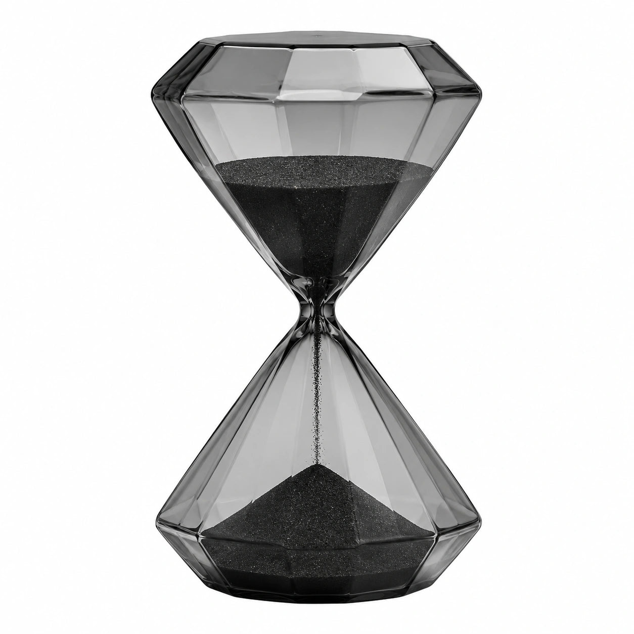 Geometrische Sanduhr mit schwarzem Sand – 30 Minuten