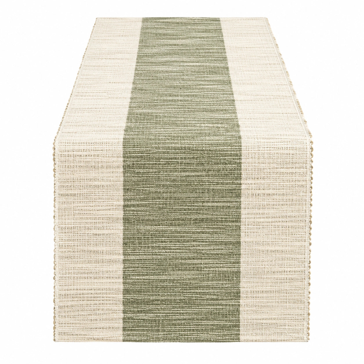 Gestreifter Tischläufer Grün/Beige 180x40 cm
