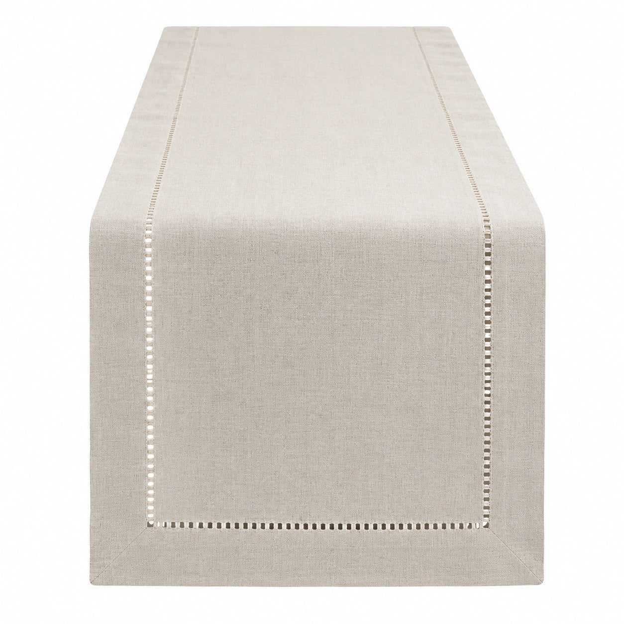 Eleganter Tischläufer in Beige mit Hohlsaum 180x40 cm
