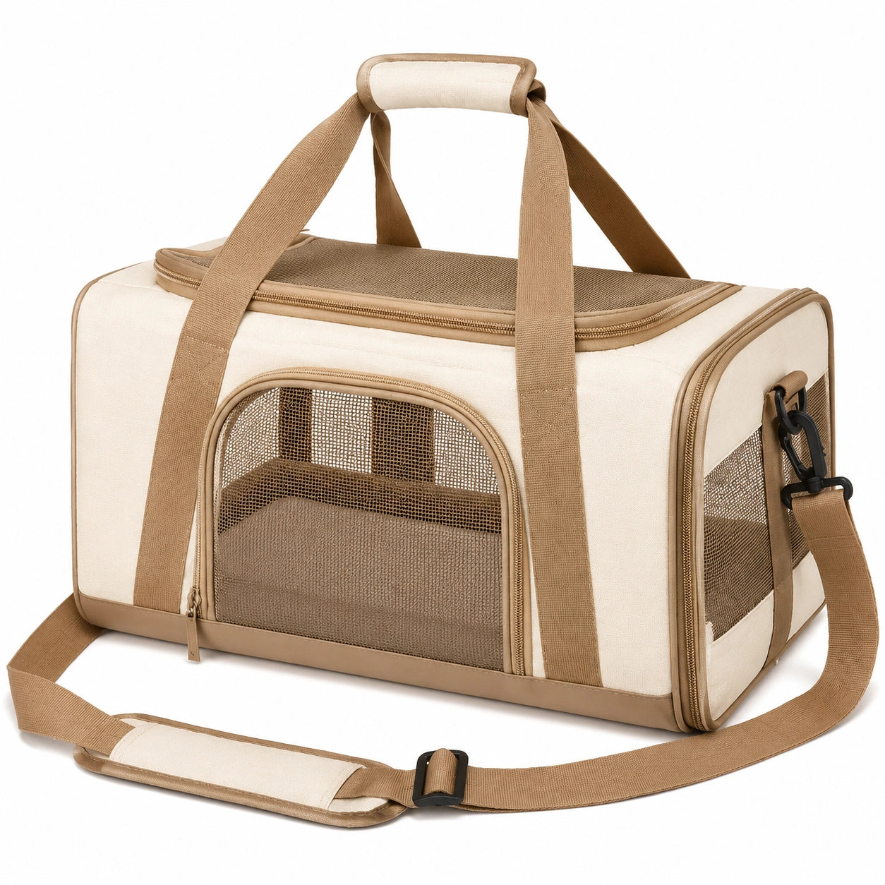 Faltbare Haustiertragetasche Beige/Braun