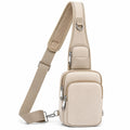Beige Sling Bag mit Verstellbarem Gurt und Netzgewebe
