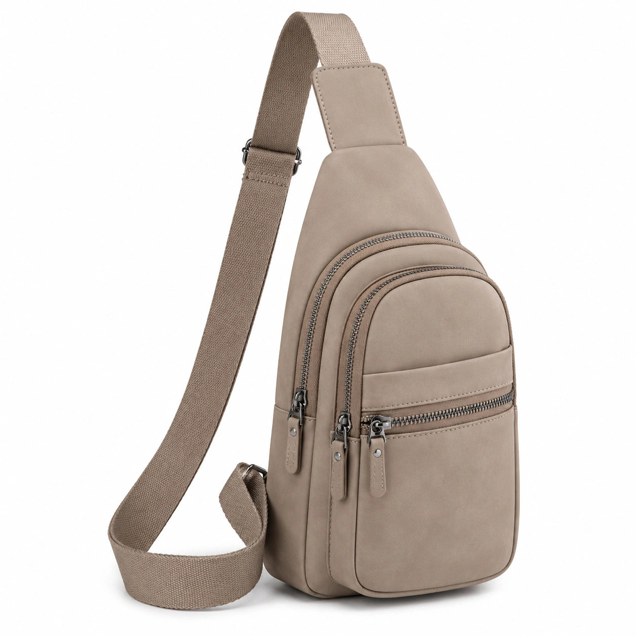 Beige Umhängetasche mit Reißverschluss
