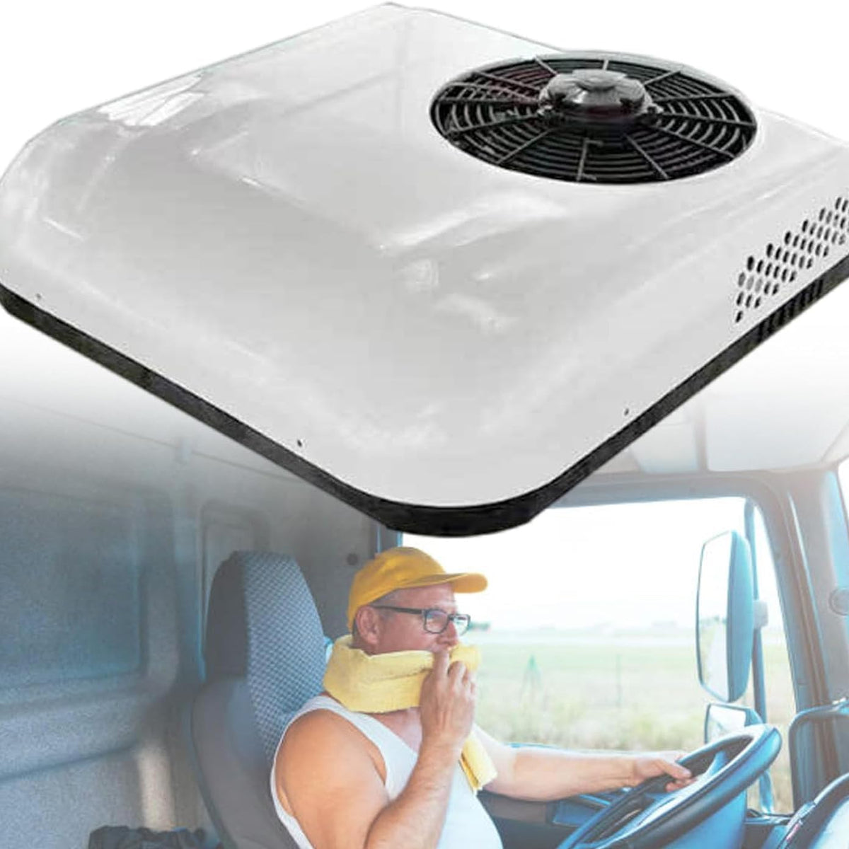 SXHEYUY Mobiles Klimagerät, 12 V, 24 V, Weiß, Wohnwagen-Klimaanlage, Traktordach-Klimaanlage, Zugesetztes Kältemittel Für Klimaanlagen