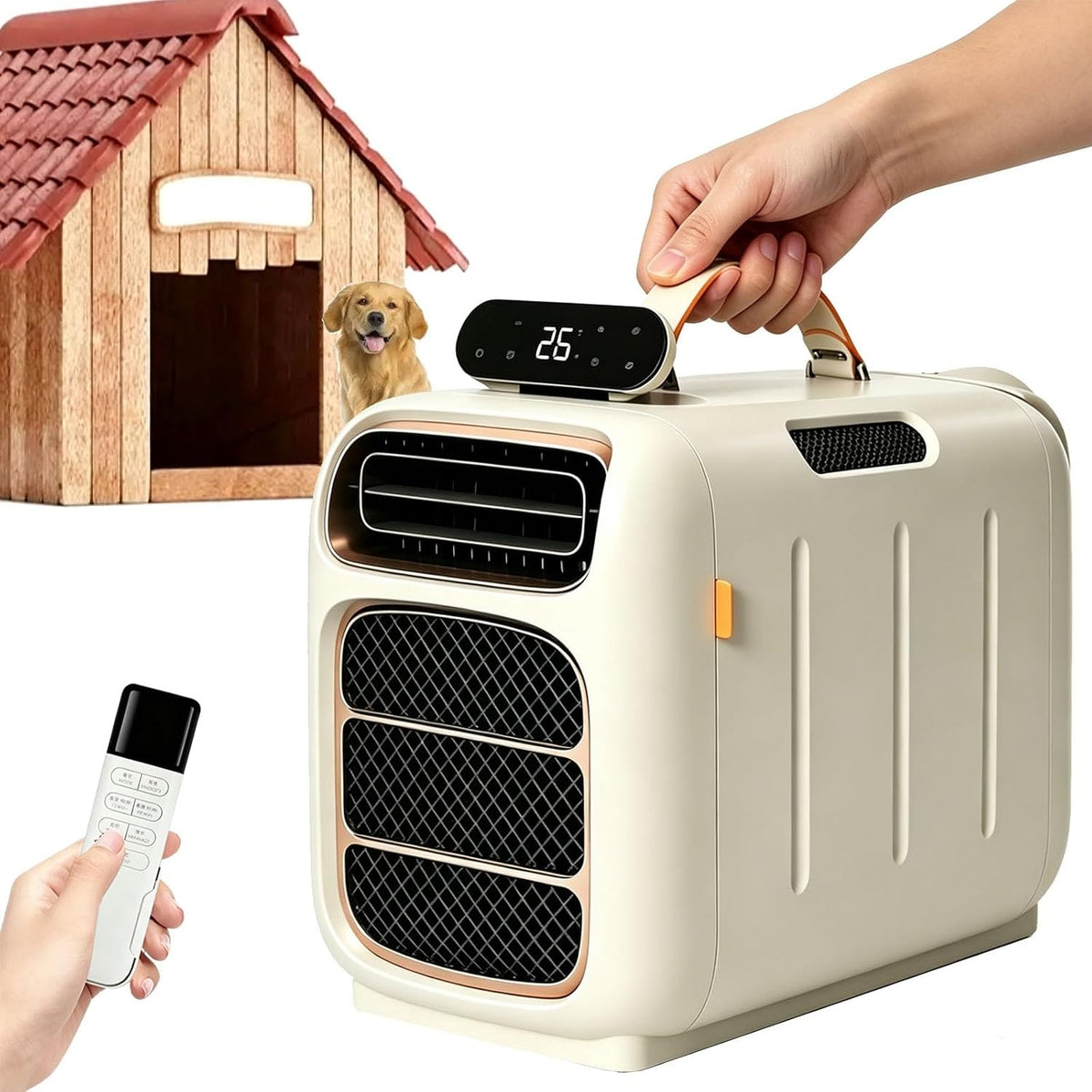 RSQQL Mobiles Klimagerät, 490 * 265 * 335 mm, 3 L, ABS, Weiß, Tragbare Klimaanlage mit Kühlung, Heizung und Luftentfeuchter