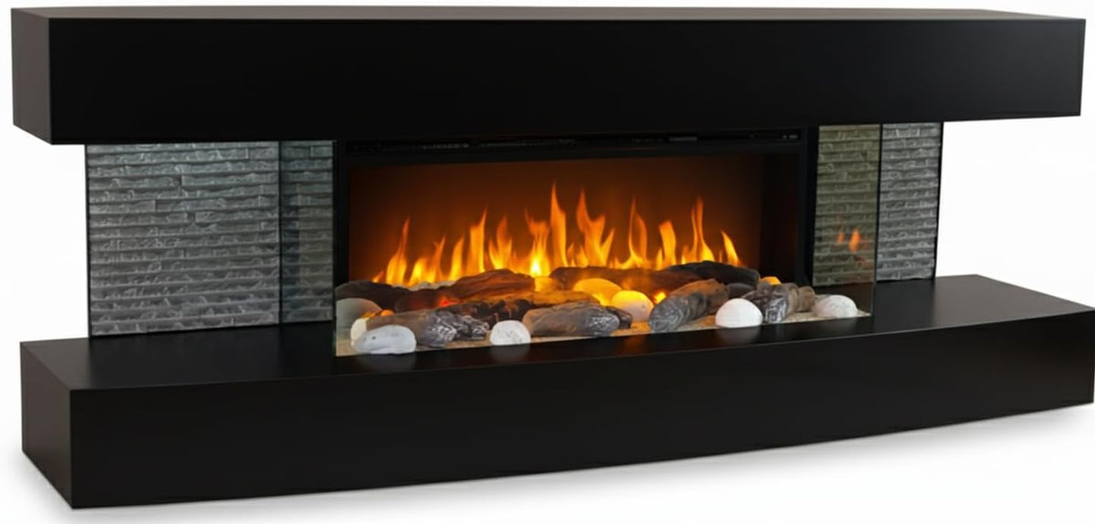 Chemin'Arte Elektrokamin, 2000 W, Schwarz, Wandkamin Elektrisch 120x46zm - Lounge mit heizung