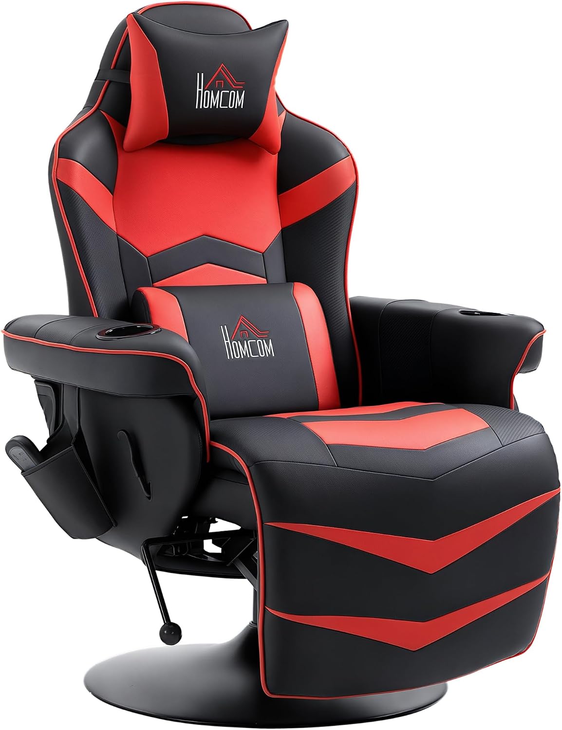 HOMCOM Relaxsessel, Rot, Elektrisch mit Massage 360° Drehbarer TV Sessel, Fernsehsessel, Massagesessel mit Liegefunktion