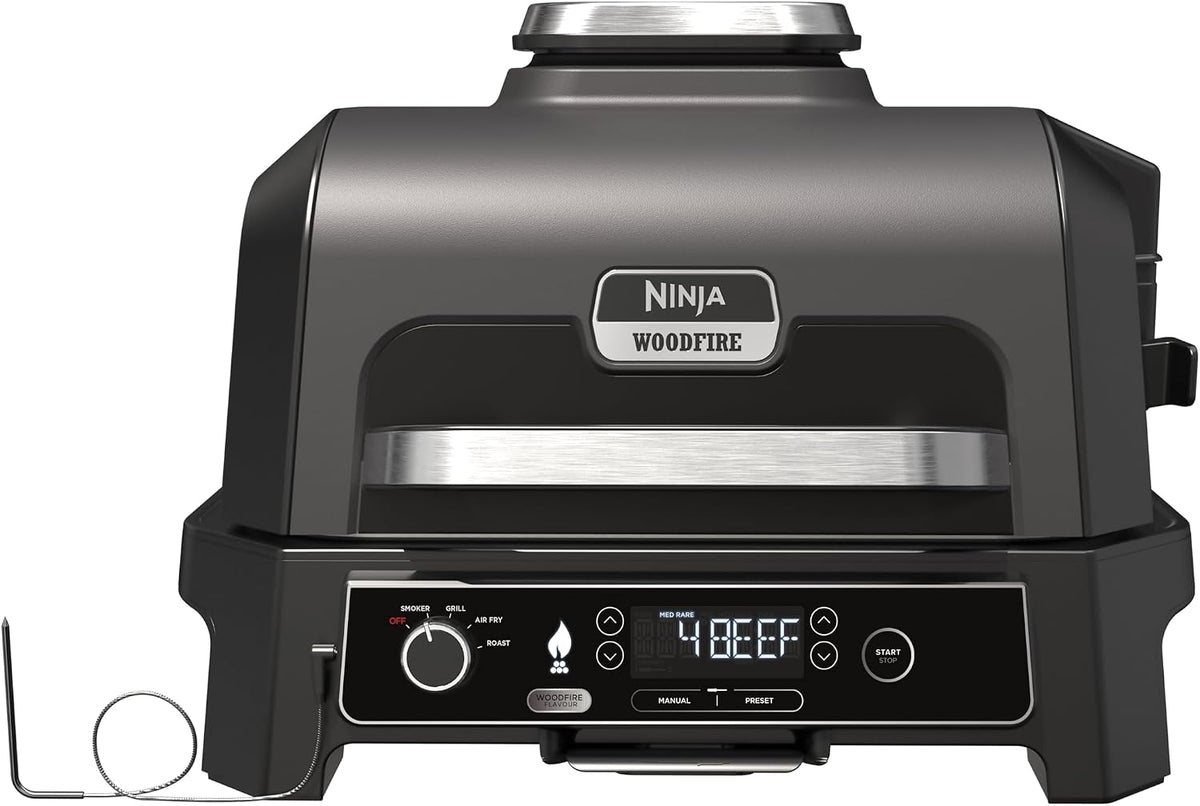 Ninja Elektrogrill, Braun, Woodfire Pro XL, Holzfeuer-Pellets, wetterfest, OG850EU