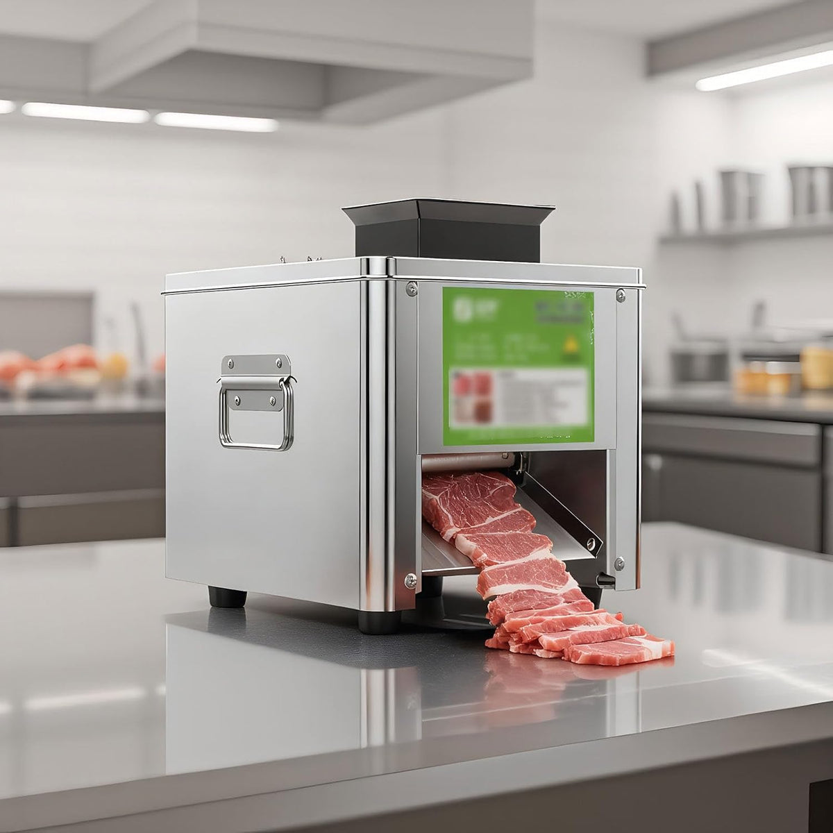 GLWABOMARS Brotmesser, 150 kg, 850 W, 10 mm, Silber, Gewerbliche Fleischschneidemaschine , Edelstahl, für Gastronomiebetriebe