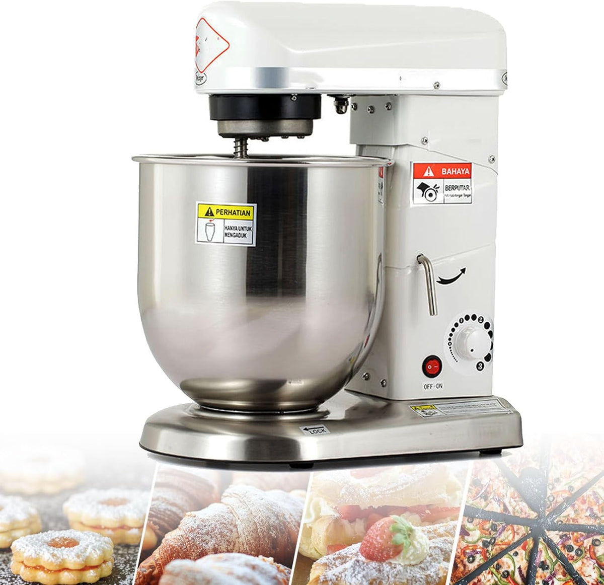 QUSYZD Standmixer, 3500 W, 10 l, Edelstahl, Weiß, Gewerblicher, elektrischer Küchenmixer, 500 W, 3 Geschwindigkeitsstufen mit Pulsfunktion