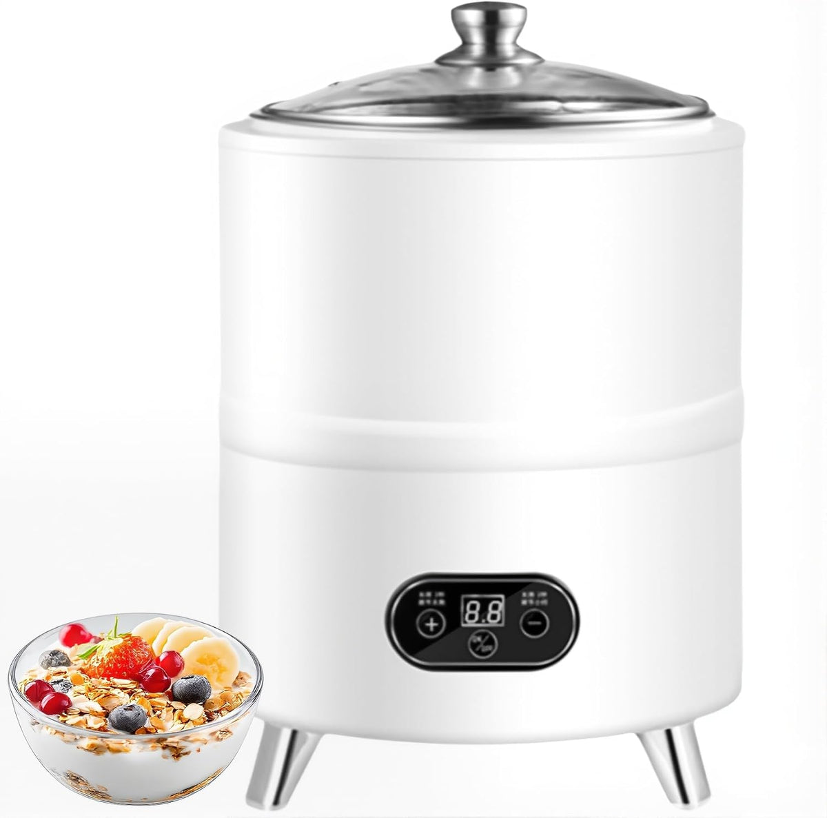 Joghurtbereiter Eismaschine, 12 L, Schwarz, Kapazität mit 360° Heizung, Smart Fermentation, Visuelle Schnittstelle für Joghurt