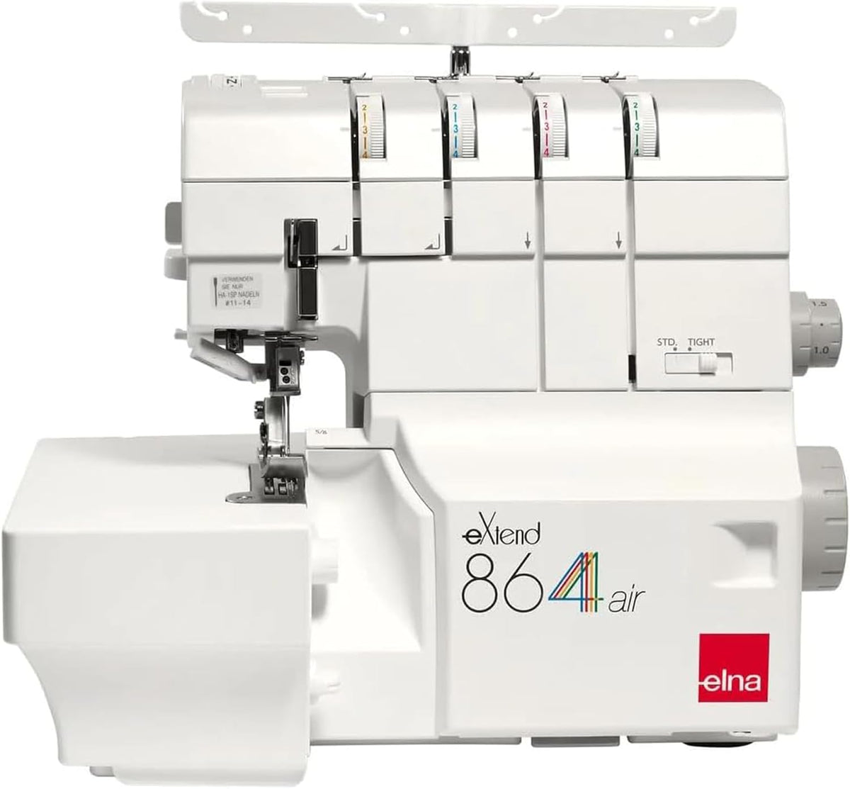 Elna Nähmaschinen, Schwarz, Overlock 864air - mit Lufteinfädelsystem Benutzerfreundlich