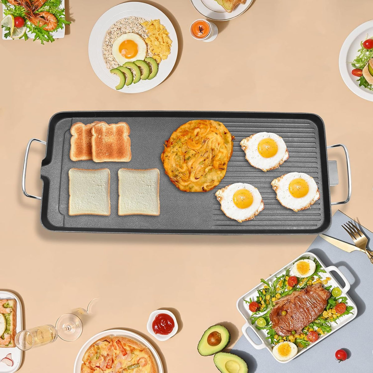 Aohuada Elektrogrill, 1500 W, 7 cm, Aluminium-Legierung, Grau, 68 * 28 * Outdoor Barbecue Grill, Barbecue Grill für Outdoor Camping Hinterhof