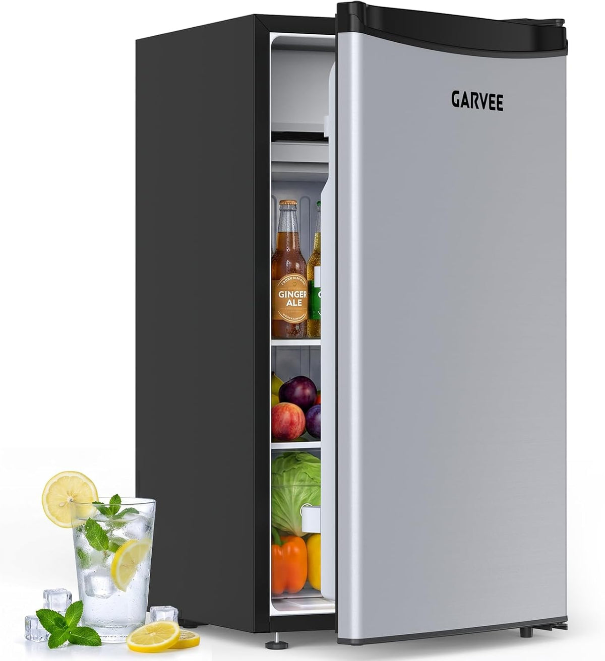 GarveeHome Mini-Kühlschrank, 92 l, Weiß, schnelle Kühlung in der Kühlkammer, Kühlschrank mit Temperaturbereich 0-18 °C
