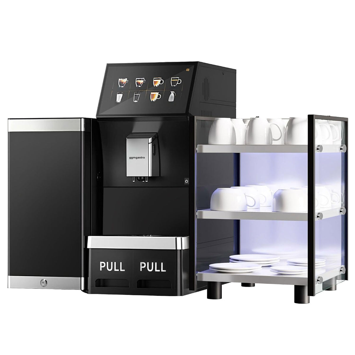 GGM Gastro Kaffeevollautomat, 10 Zoll, Schwarz/Silber, 16 Programme mit Touchscreen