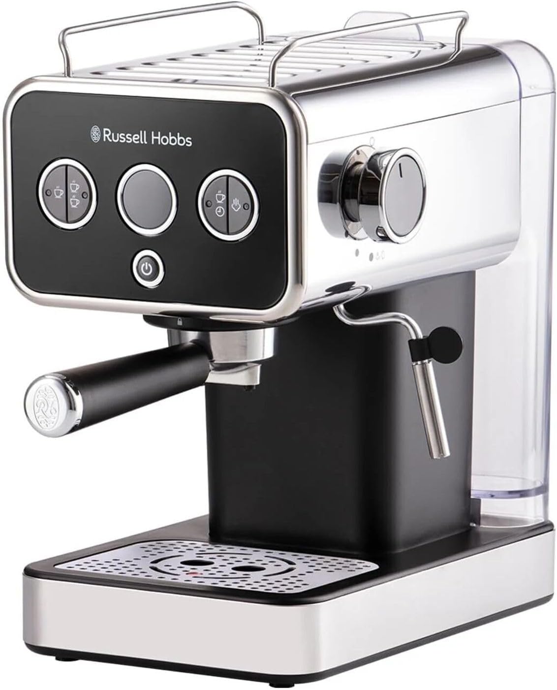Russell Hobbs Kaffeemaschine, 15 Bar, Silber/Schwarz, Espressomaschine [Siebträgermaschine] Distinction Edelstahl