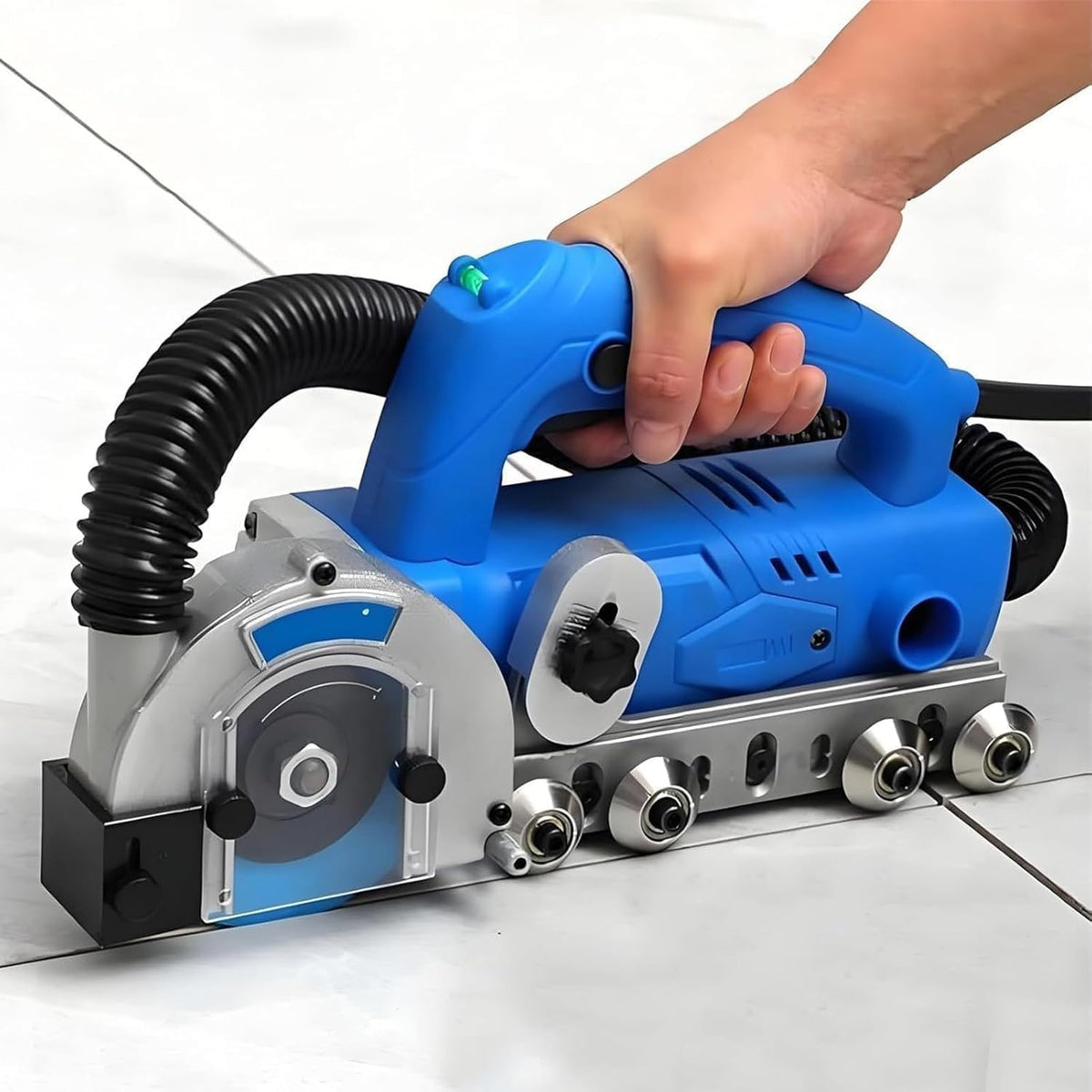 Fliesenreinigungsmaschine Steintrennsägen, 1200 W, Schwarz, Rillwerkzeug für Fliesenspalten, 9000r/min mit Staubbeutel und Zubehör