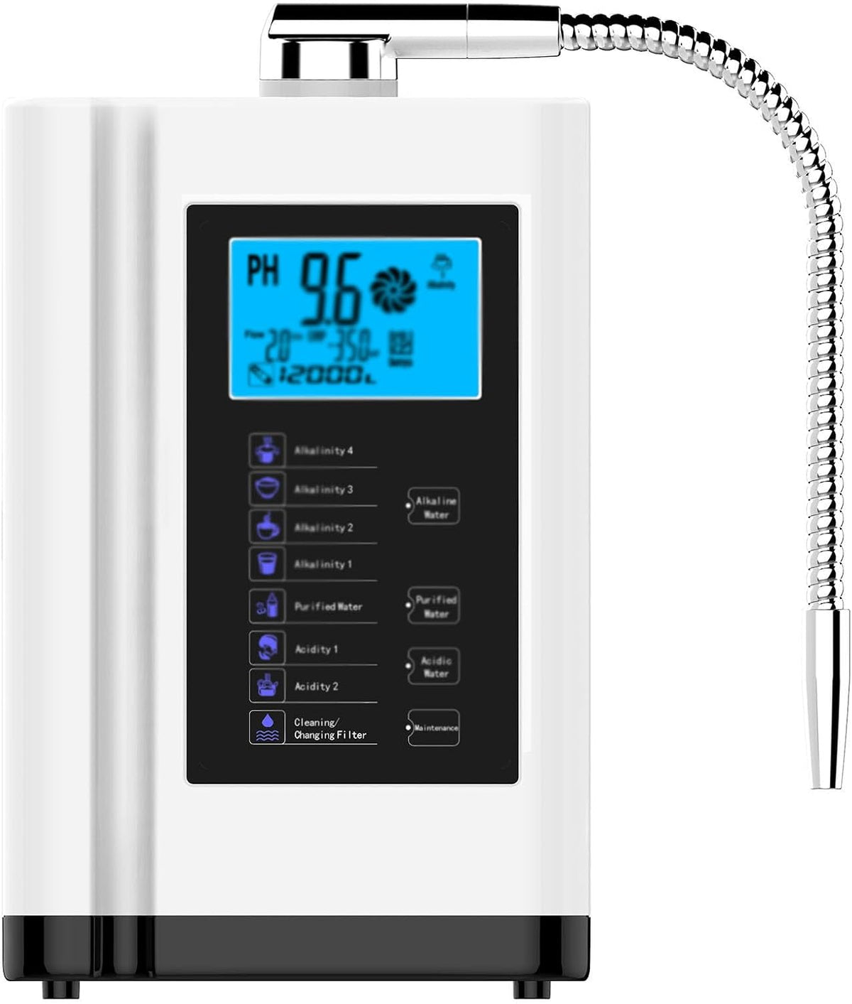 ZyKnaurral Powerstation, Weiß, Alkalischer Wasserionisierer Mit 7 Wassereinstellungen, Orp Bis Zu -500 Mv, Ph 3