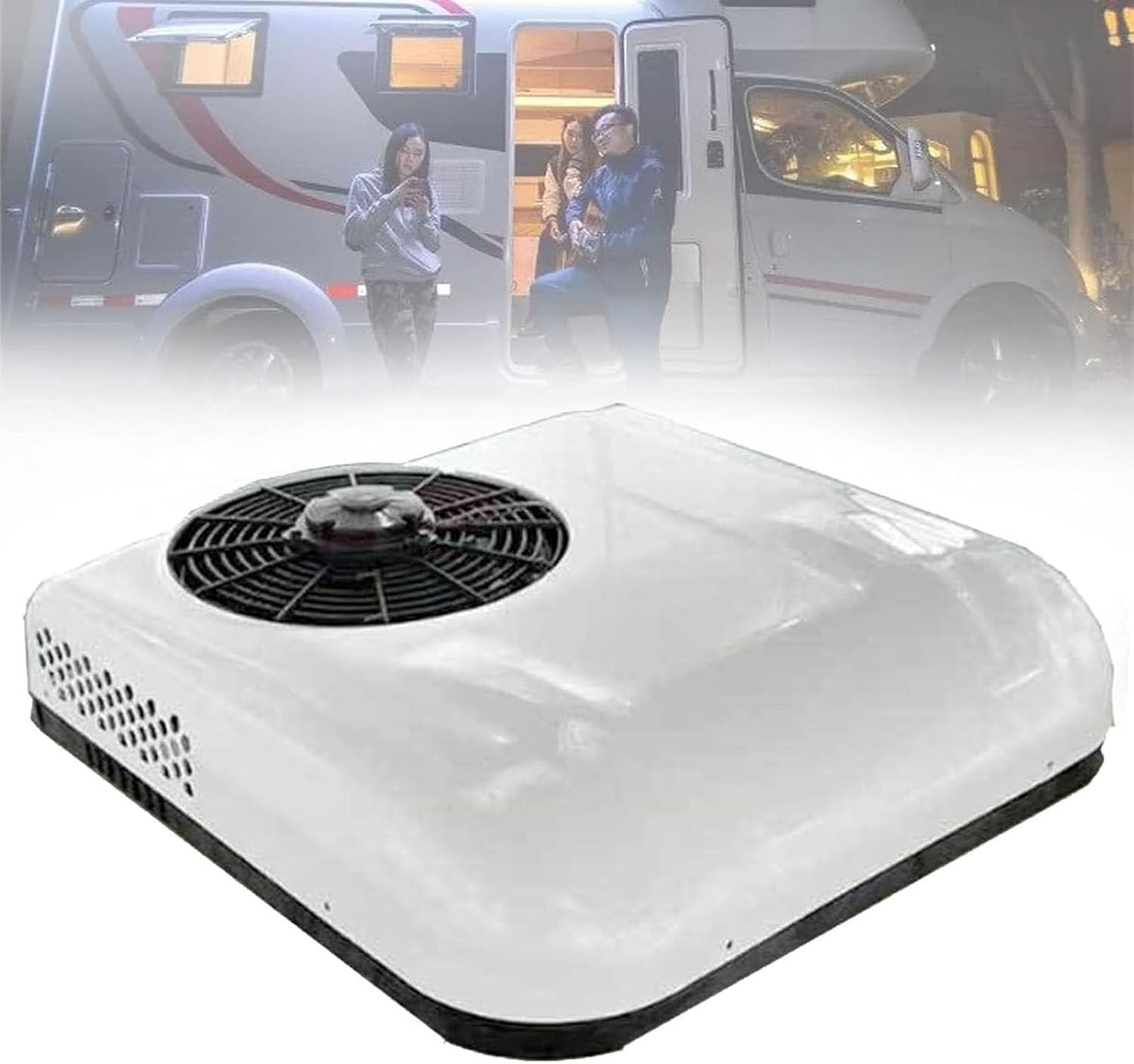 ExoticaBlend Mobiles Klimagerät, 12 V, 24 V, 12v, Weiß, / Dachklimaanlage für Wohnmobile, LKW-Kabinenklimaanlage auf dem Dach mit Fernbedienung