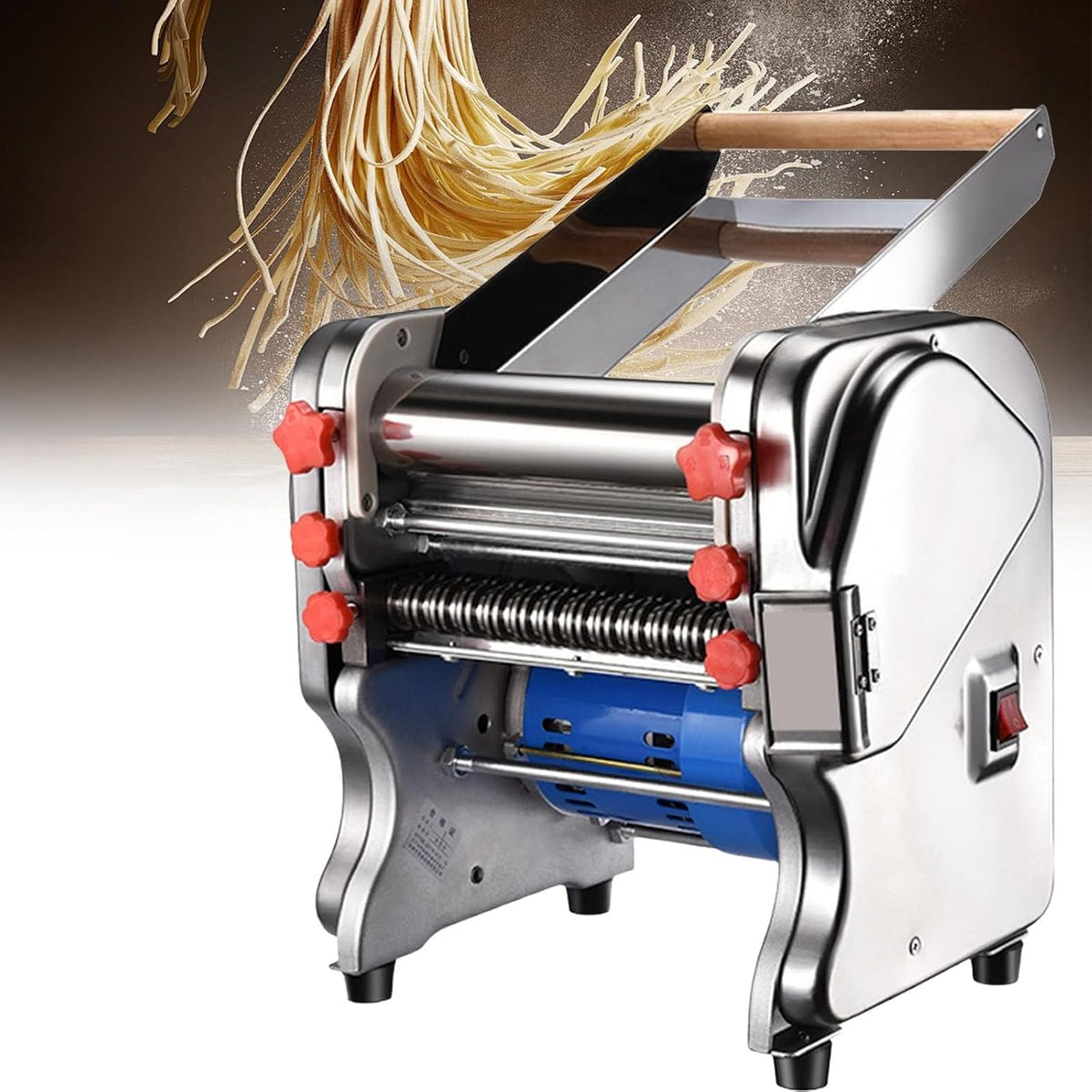 WJQZJDAMAI Nudelmaschinen, 20 Cm, Grau, 16/18/ Elektrische Gewerbliche BäCkerei-Teigausrollmaschine, Professionelle Tisch-Nudelmaschine