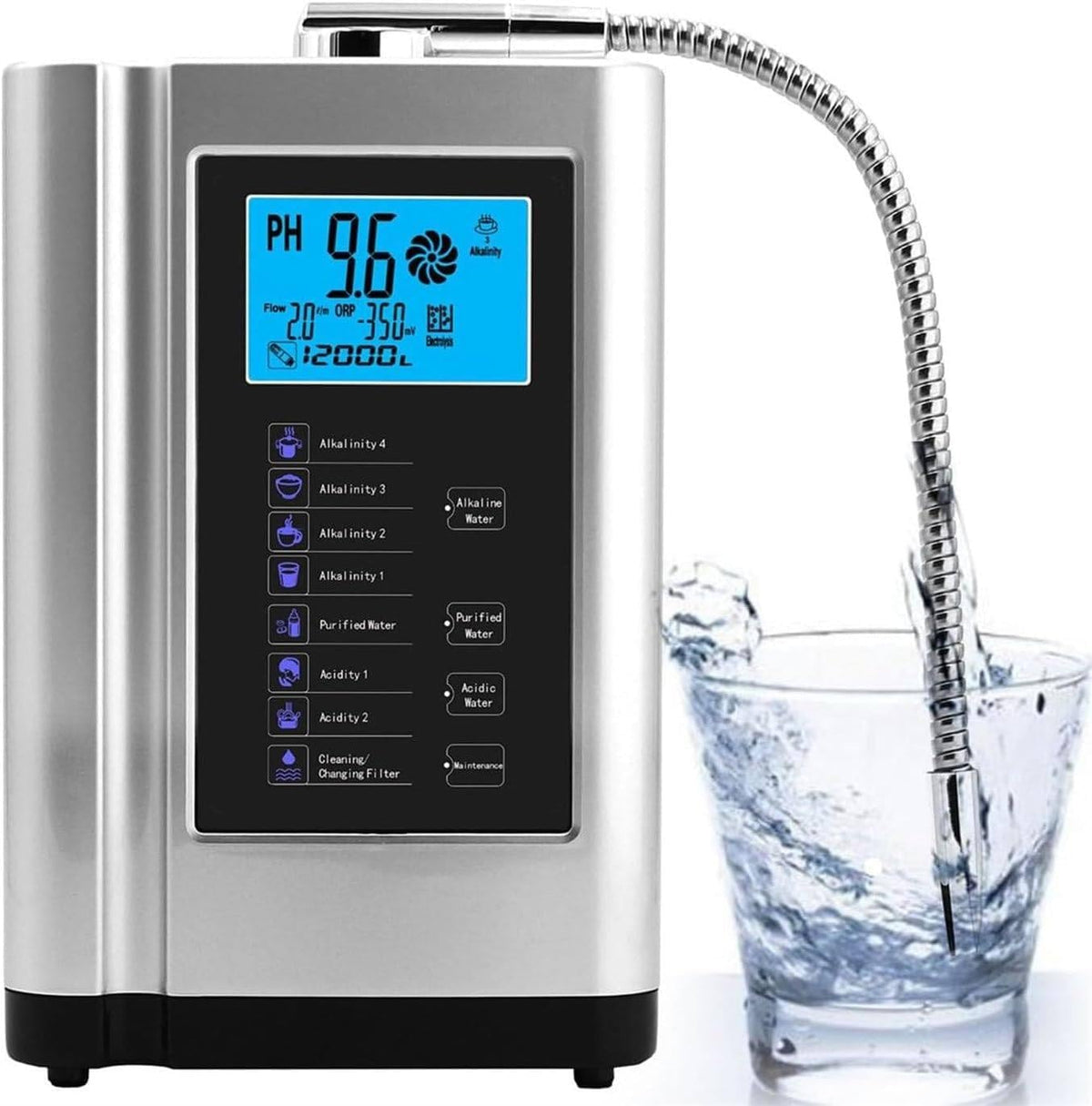 XUXIAO Wasseraufbereiter, 8000 Liter, Silber, Alkalischer Wasserionisierer, Redoxpotential Bis Zu ±500 Mv Silver