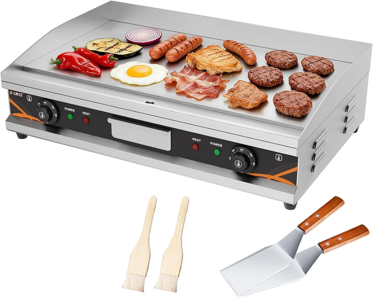 DULNICE Elektrogrill, 73x47 cm, 4400 W, Silber, Gastro Grillplatte Elektrisch Edelstahl
