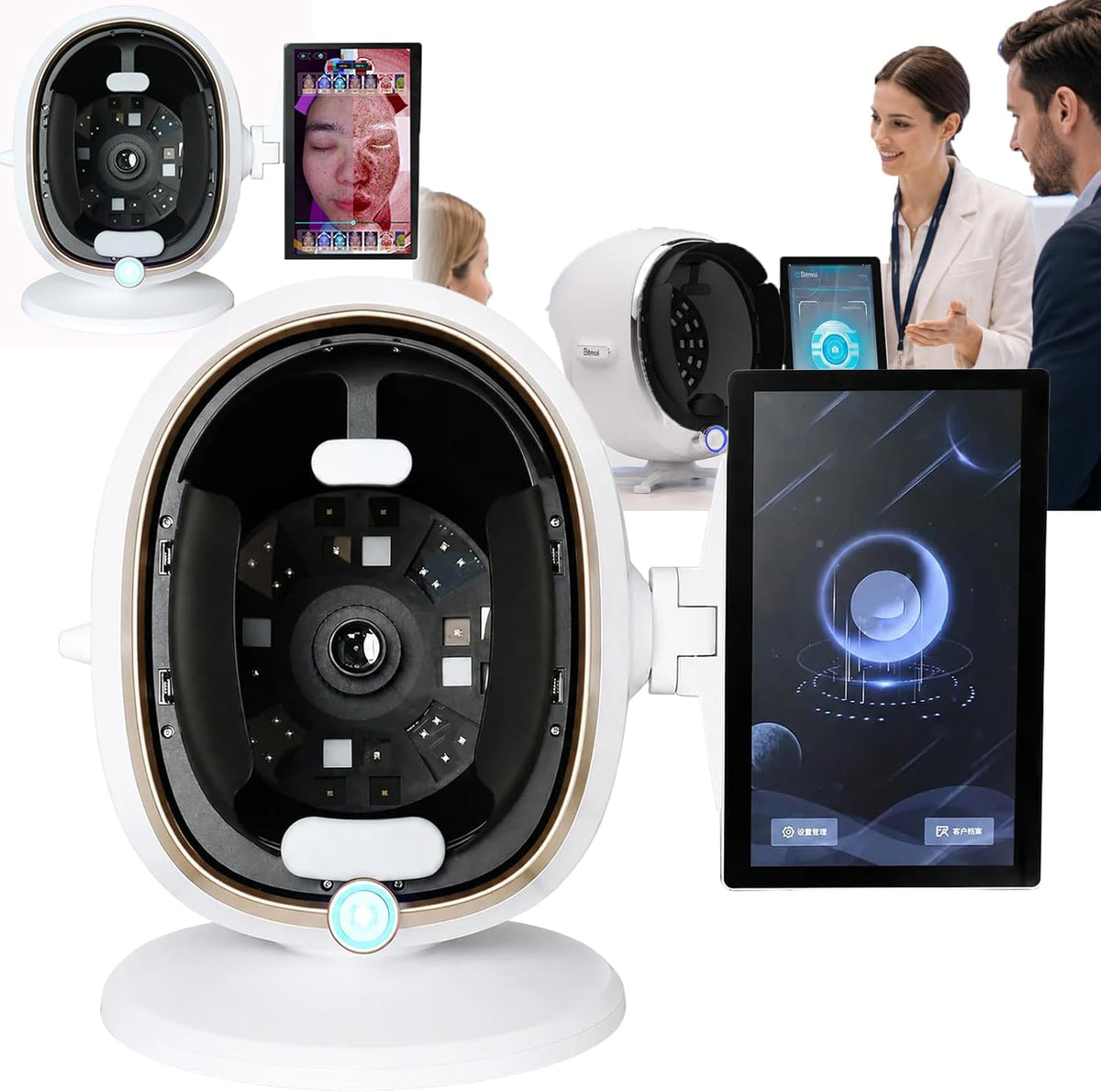 LISTaRSw Klinische Labor-Analysegeräte, Schwarz, 3″/21, 5″-Smart-Hautanalysegerät 13.3in-B, Professioneller 3D-Hautanalysator