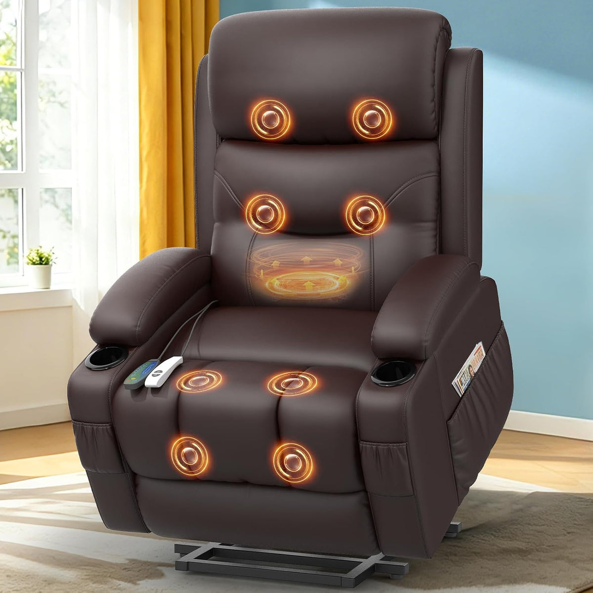 Srfzluxy Relaxsessel, Grau, Fernsehsessel, Massagesessel mit Heizung Elektrischer TV Sessel