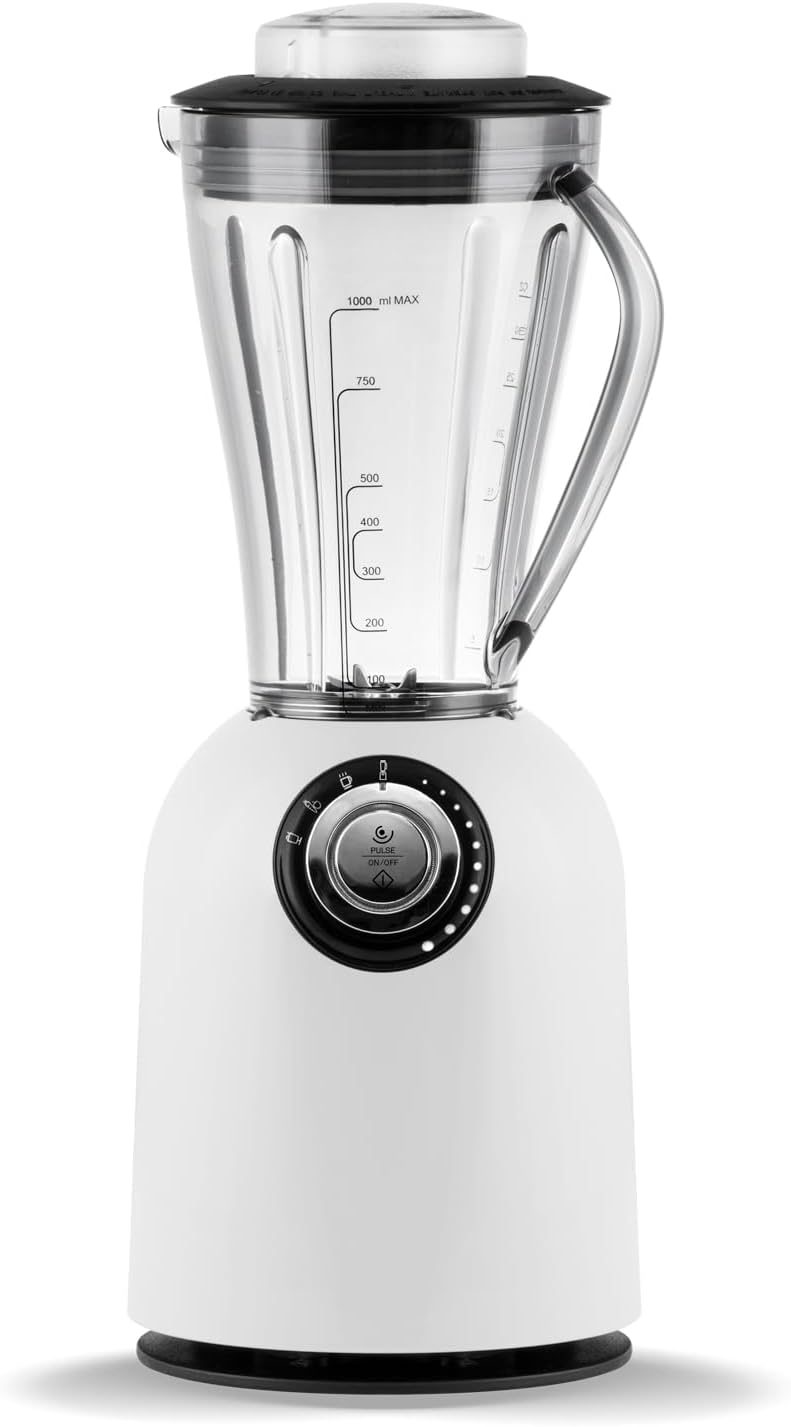 bianco di puro Standmixer, 1 L, Weiß, Hochleistungsmixer Attivo bis 24.500 U/Min Smoothie Maker, 3 Mixprogramme