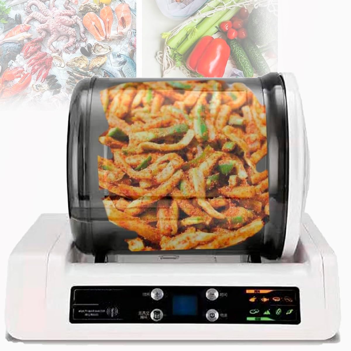 GAYAYAS Monitor, 5 l, transparentes und umweltfreundliches AS, Schwarz, Elektrische Vakuum-Lebensmittel-Tumbler-Maschine