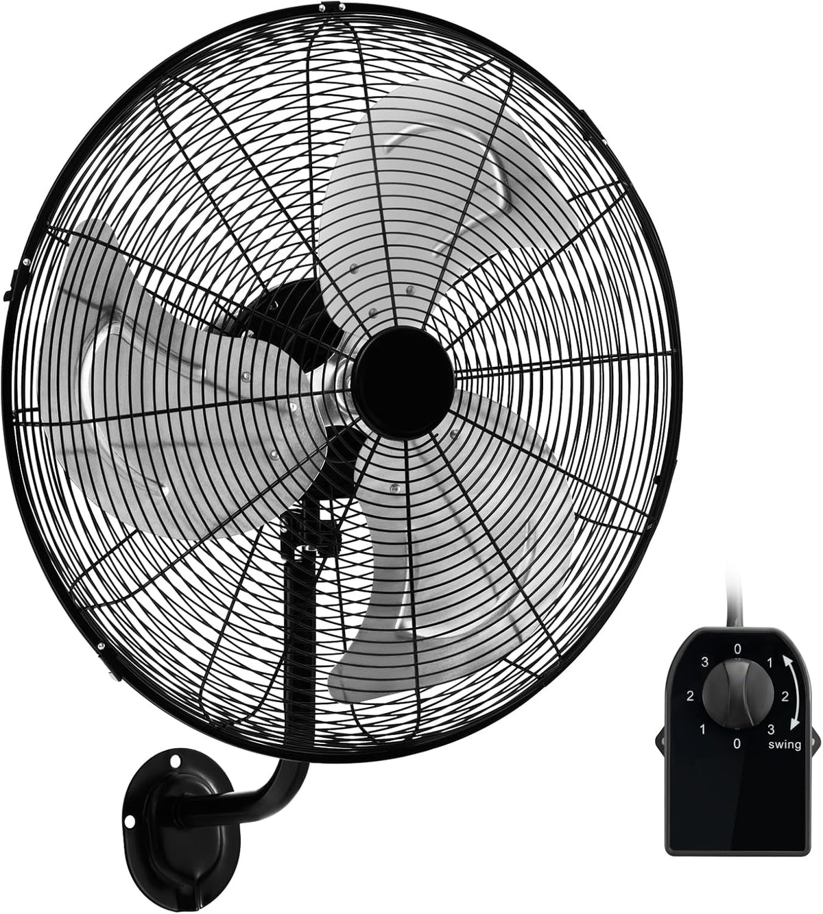 GOPLUS Wandventilatoren, ≤60 dB, 51 cm, Metall + Aluminium, Schwarz, oszillierender Ventilator, 3 Geschwindigkeiten