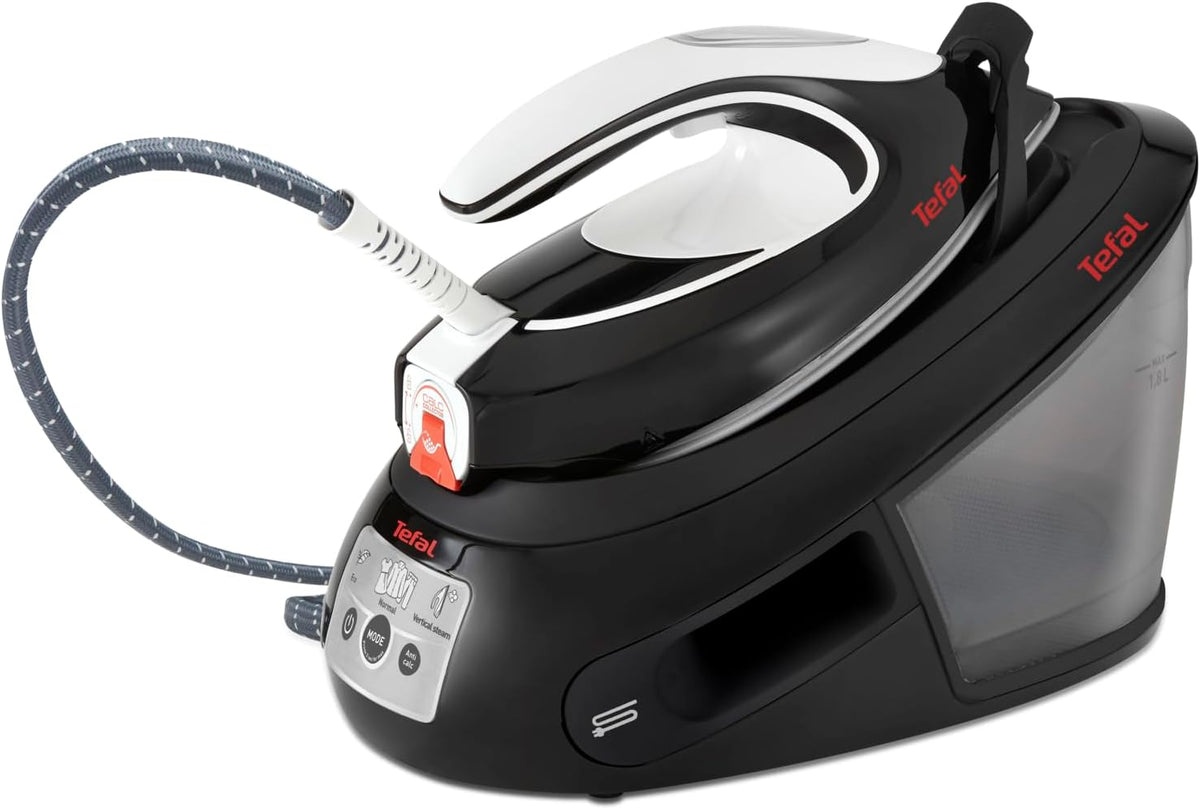 Tefal Dampfbügelstationen, 1,8l, Schwarz/Weiß, EXPRESS ANTI-CALC Dampfbügelstation, abnehmbarer Kalk-Kollektor