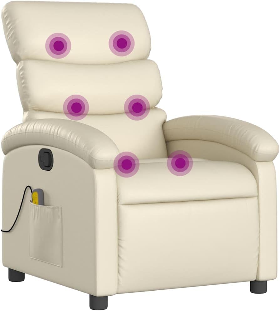 vidaXL Ohren- & Armlehnensessel, Grau, Massagesessel Creme Kunstleder