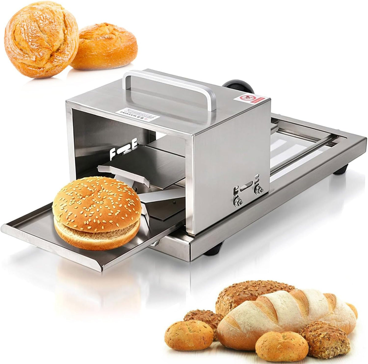 Bagelschneider, 15,2 cm, 3,2 cm, Silber, für Brot, manueller Push-Pull-Schneider, verstellbare Dicke für Breite und Dicke