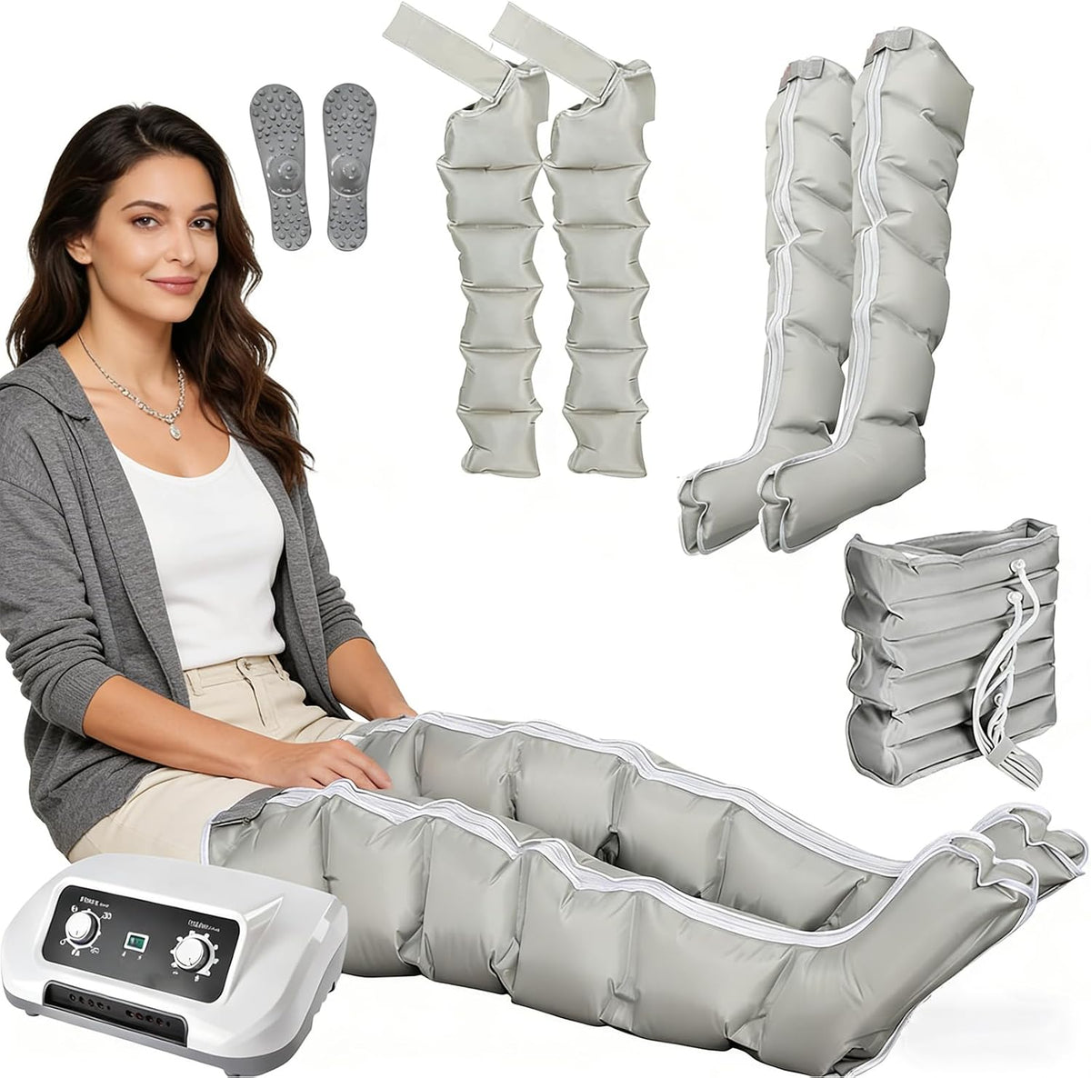 GZGHRZQS Kompressor, Schwarz, Lymphdrainage GeräT Wasser Beine, XXL Wassereinlagerungen Und Schwellungen, Einstellbar von 0-240 mmHg