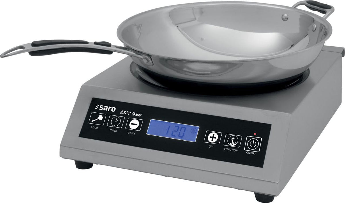 Saro Kochfeld, 3,5 kW, Schwarz, Induktions-Wok, Inkl. Wok, 10 Heizstufen, Timer, Edelstahlgehäuse, Temperatur 60