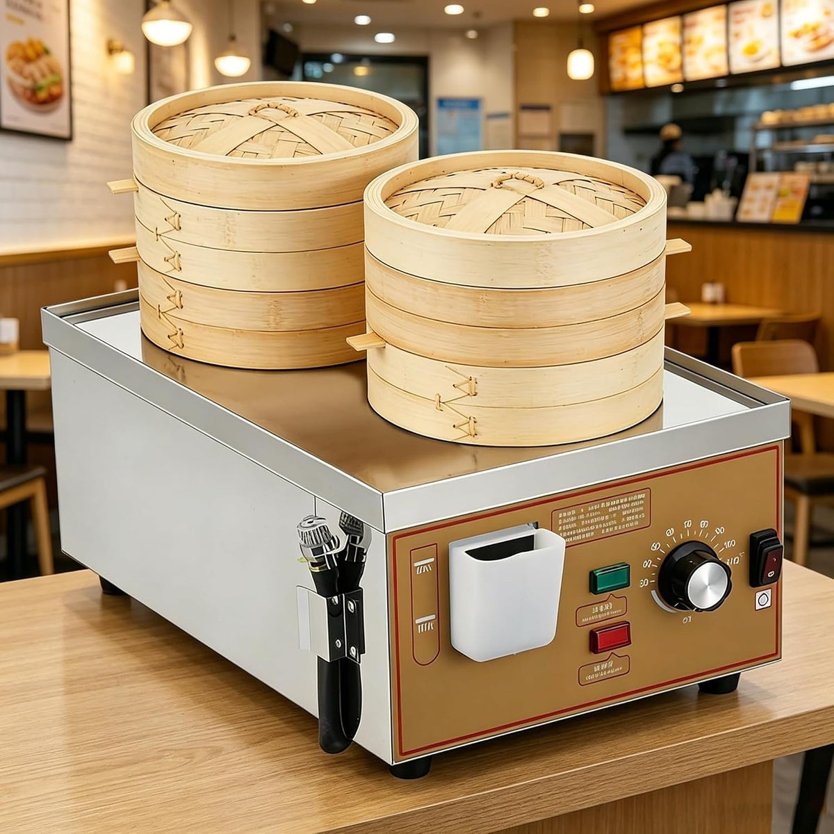 JINTVO Elektrische Dampfgarer, 2000 W, Edelstahl, Schwarz, Maschine Für Gedämpfte Teigtaschen/Dim-Sum-Dämpfer Für Den