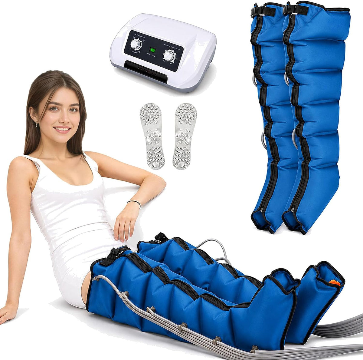 WANGXNCase Kompressor, Blau, Lymphdrainage Gerät Beine und Bauch Bei Lipödem, XXL)
