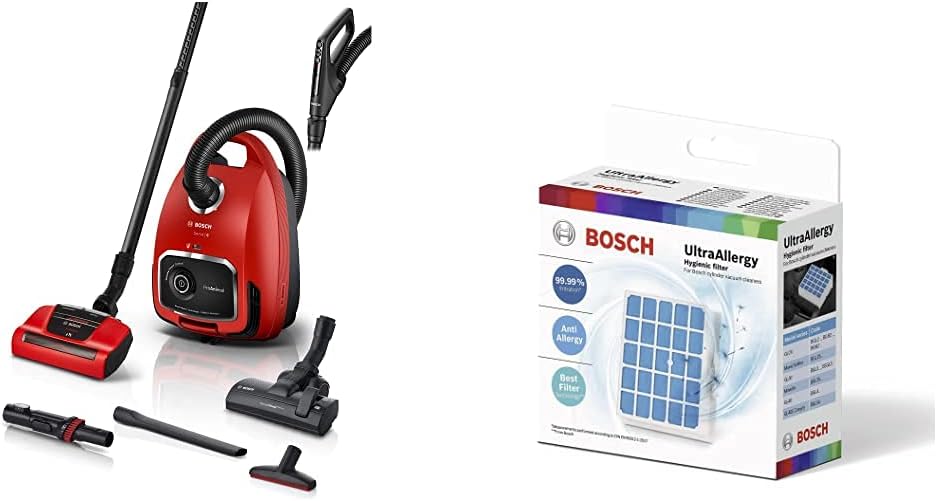Bosch Hausgeräte Staubsauger, 700 W, Rot, mit Beutel ProAnimal Serie 6 BGL6TPET, Boden, & Filter für UltraAllergy