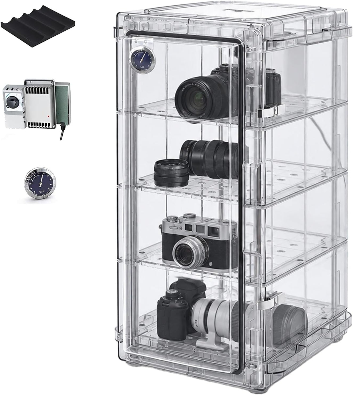 ABS Luftentfeuchter, 26 l, 42 l, 58 l, 74 l, Transparent, Trockenschrank für Kameras, / / /, Elektronischer mit Hygrometer